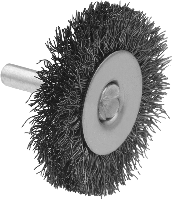 7077A21 - 1/4" Shank-Mount Light Cleaning Brush, 3" Diameter with 0.008" Diameter Steel Bristles